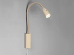 LED Bettlampe STEN Beige mit Kabel und Stecker, Gestensteuerung, Breite 4cm