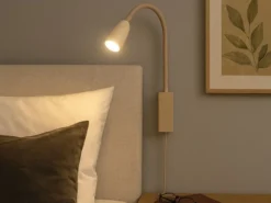 LED Bettlampe STEN Beige mit Kabel und Stecker, Gestensteuerung, Breite 4cm