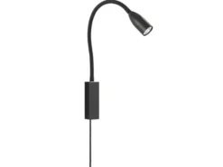 LED Bettlampe STEN Schwarz mit Kabel und Stecker, Gestensteuerung, Breite 4cm