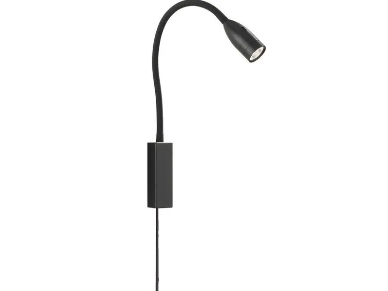 LED Bettlampe STEN Schwarz mit Kabel und Stecker, Gestensteuerung, Breite 4cm