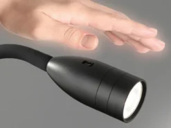 LED Bettlampe STEN Schwarz mit Kabel und Stecker, Gestensteuerung, Breite 4cm