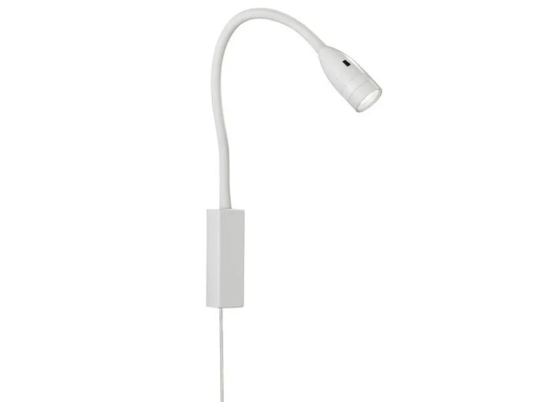 LED Bettlampe STEN Weiß mit Kabel und Stecker, Gestensteuerung, Breite 4cm