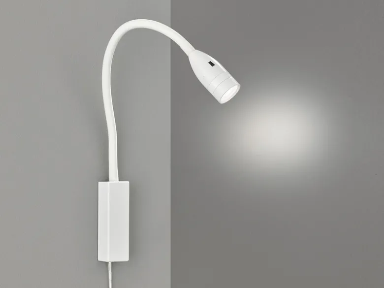 LED Bettlampe STEN Weiß mit Kabel und Stecker, Gestensteuerung, Breite 4cm