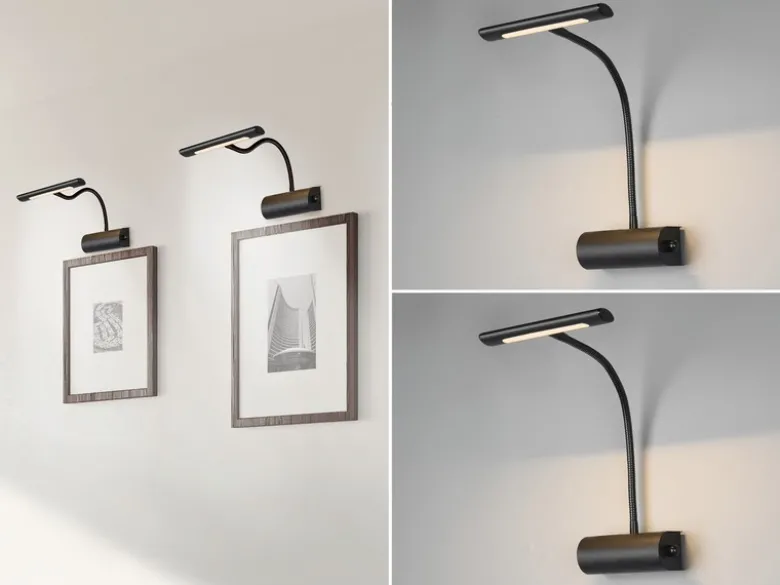 LED Bilderleuchte 2er Set Wandleuchte mit Drehdimmer, Schwarz