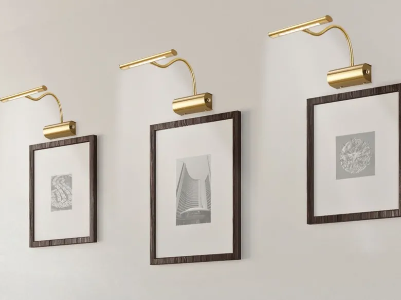 LED Bilderleuchte im 2er Set aus Messing matt mit Flexarm & Drehdimmer