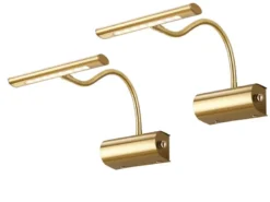 LED Bilderleuchte im 2er Set aus Messing matt mit Flexarm & Drehdimmer