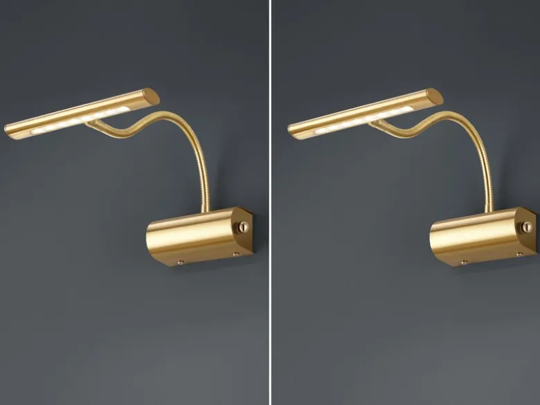 LED Bilderleuchte im 2er Set aus Messing matt mit Flexarm & Drehdimmer