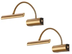 LED Bilderleuchte im 2er Set in Altmessing mit Flexarm & Drehdimmer