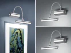 LED Bilderleuchte im 2er Set in Silber matt mit Flexarm & Drehdimmer