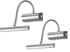 LED Bilderleuchte im 2er Set in Silber matt mit Flexarm & Drehdimmer
