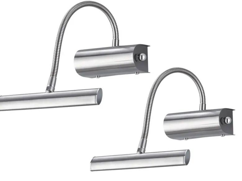 LED Bilderleuchte im 2er Set in Silber matt mit Flexarm & Drehdimmer