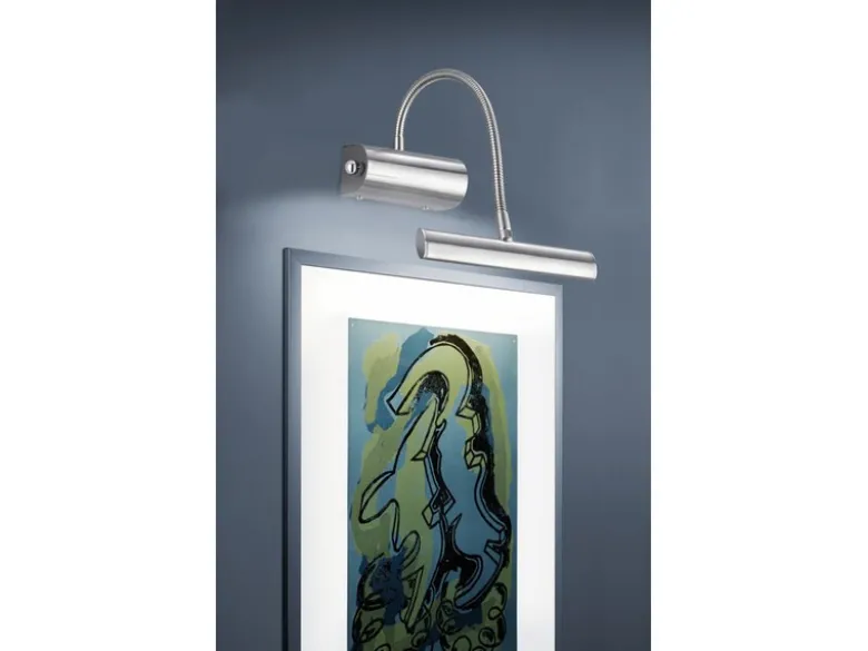 LED Bilderleuchte im 2er Set in Silber matt mit Flexarm & Drehdimmer