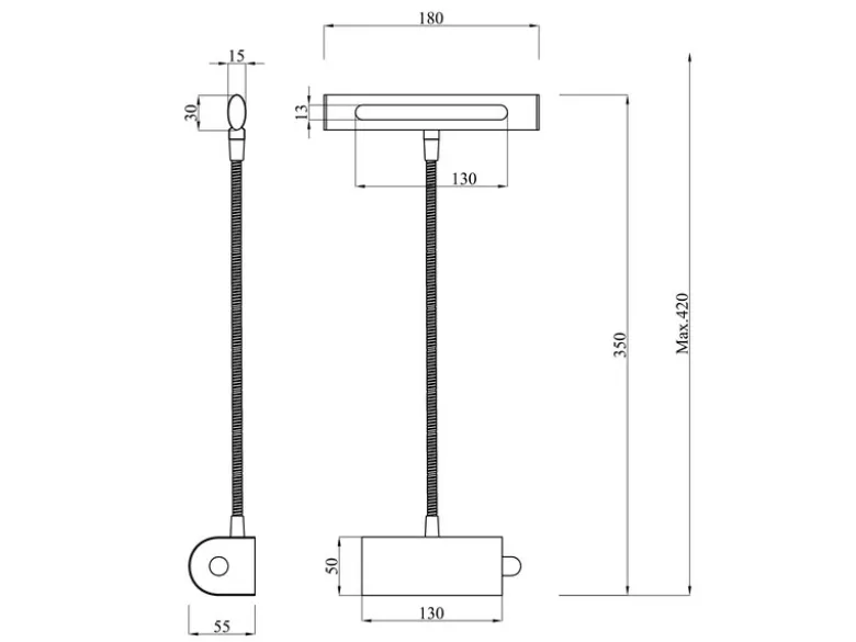 LED Bilderleuchte im 2er Set in Silber matt mit Flexarm & Drehdimmer