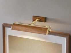 LED Bilderleuchte in Holzoptik-Altmessing, verstellbar, Breite 44,5cm