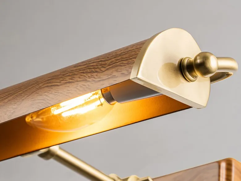 LED Bilderleuchte in Holzoptik-Altmessing, verstellbar, Breite 44,5cm
