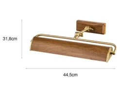 LED Bilderleuchte in Holzoptik-Altmessing, verstellbar, Breite 44,5cm
