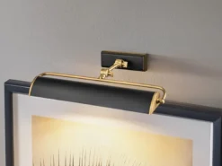 LED Bilderleuchte in Schwarz-Altmessing, verstellbar, Breite 44,5cm