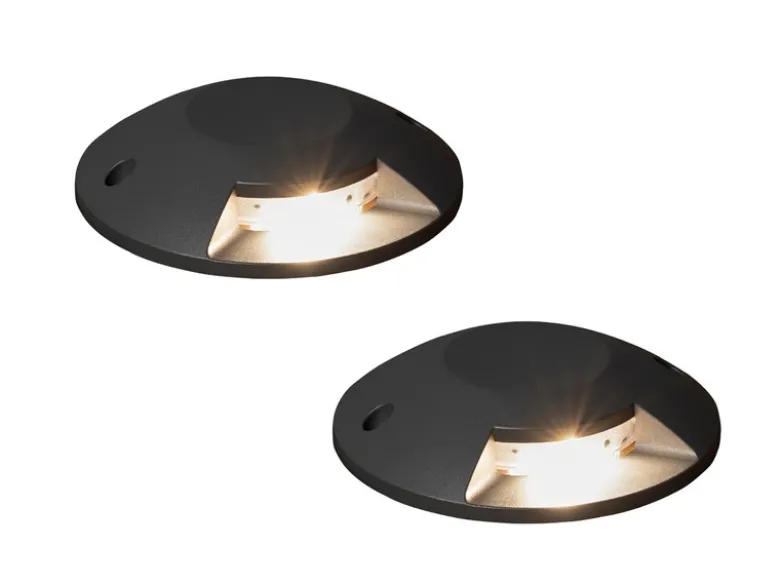 LED Bodenaufbaustrahler 1flammig Aufbauspot 2er SET aussen anthrazit Ø20cm IP65