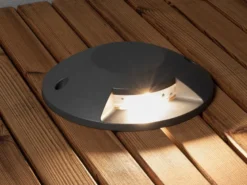 LED Bodenaufbaustrahler 1flammig Aufbauspot 2er SET aussen anthrazit Ø20cm IP65