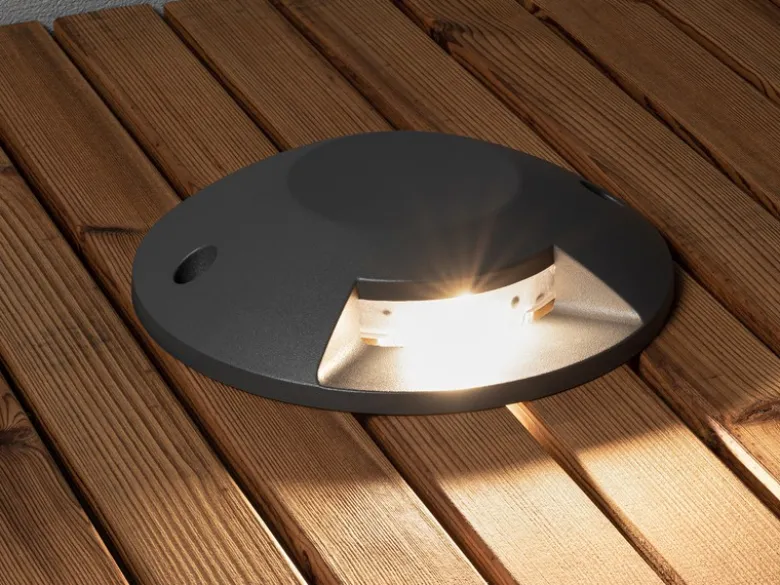 LED Bodenaufbaustrahler 1flammig Aufbauspot 2er SET aussen anthrazit Ø20cm IP65