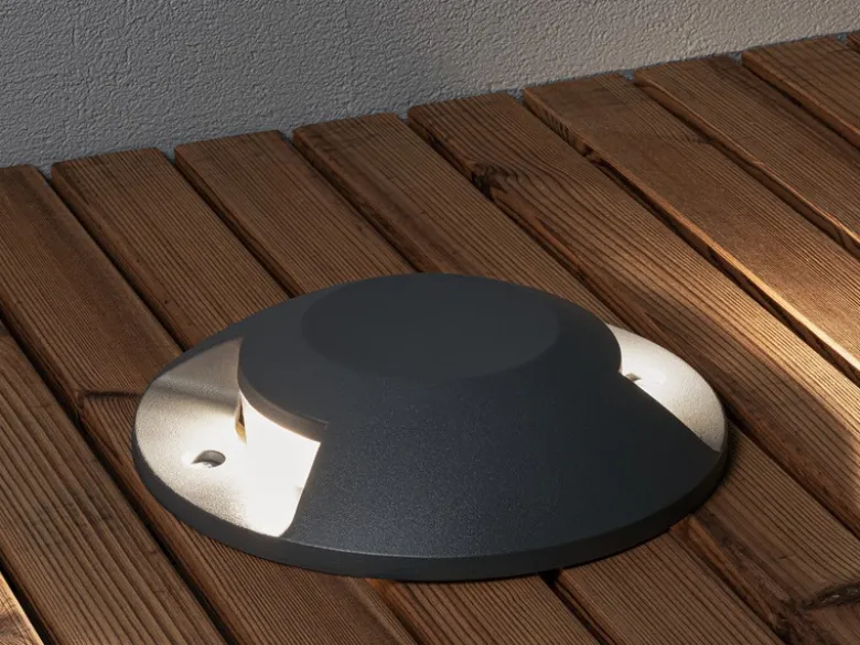 LED Bodenaufbaustrahler 2flammig Aufbauspot 2er SET aussen anthrazit Ø20cm IP65