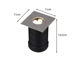 LED Bodeneinbauspot eckig 2er Set Edelstahl 11cm IP65 Bodenstrahler für Einfahrt