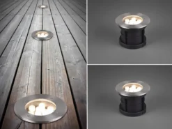 LED Bodeneinbauspot rund 2er Set Edelstahl Ø16cm IP65 Bodenstrahler für Einfahrt