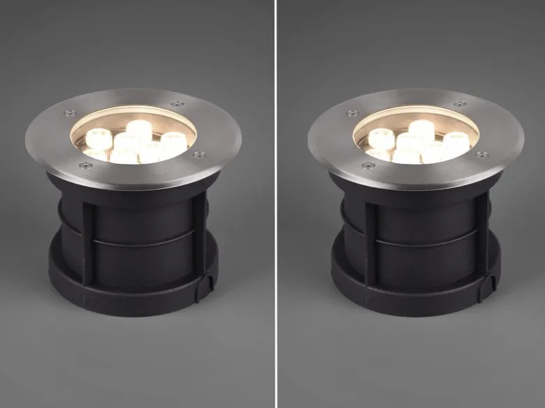LED Bodeneinbauspot rund 2er Set Edelstahl Ø16cm IP65 Bodenstrahler für Einfahrt