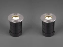 LED Bodeneinbauspot rund 2er Set Edelstahl Ø11cm IP65 Bodenstrahler für Einfahrt