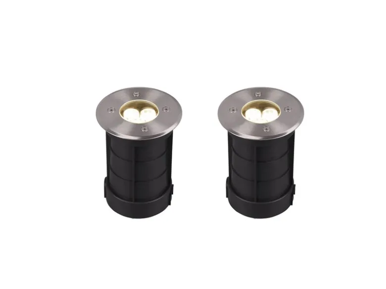 LED Bodeneinbauspot rund 2er Set Edelstahl Ø11cm IP65 Bodenstrahler für Einfahrt