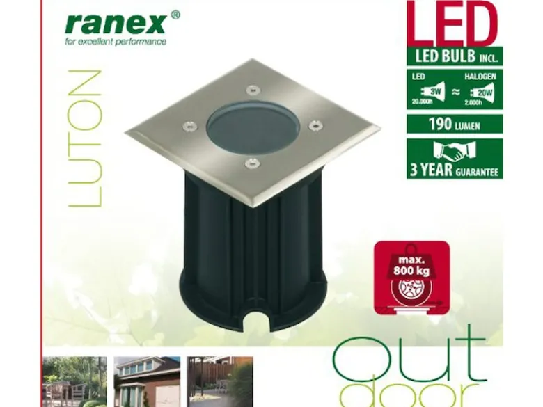 LED Bodeneinbaustrahler für Außen, eckig, befahrbar, max 800 kg Last, IP65