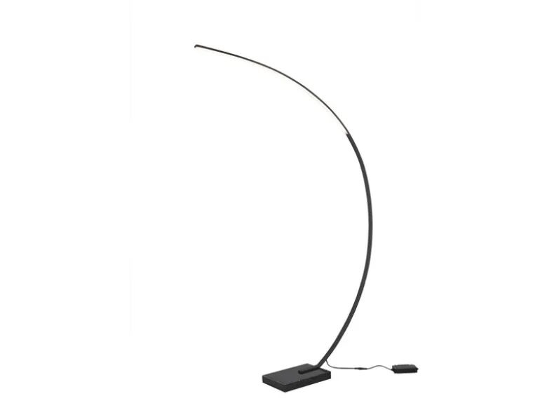 LED Bogenlampe BANGKOK Schwarz matt mit großer Ausladung und Dimmer