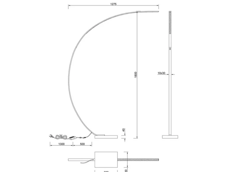 LED Bogenlampe BANGKOK Schwarz matt mit großer Ausladung und Dimmer