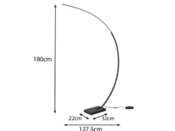 LED Bogenlampe BANGKOK Schwarz matt mit großer Ausladung und Dimmer