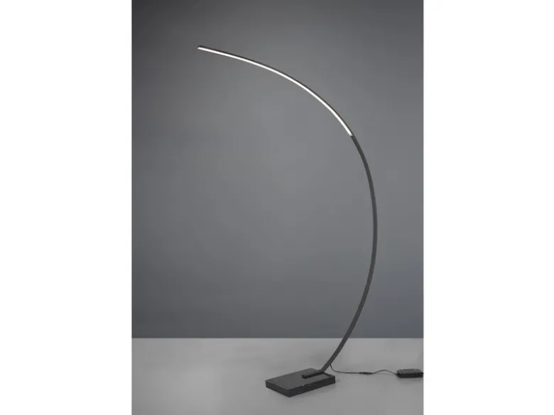 LED Bogenlampe BANGKOK Schwarz matt mit großer Ausladung und Dimmer