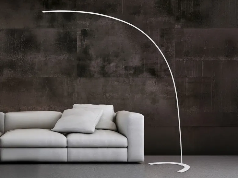 LED Bogenlampe SHANGHAI modern, 200cm Ausladung, stufenlos dimmbar in Weiß