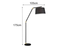 LED Bogenleuchte Metall Schwarz Gold mit Stoffschirm Schwarz, Höhe 175cm