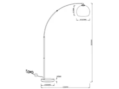 LED Bogenleuchte mit großer Ausladung, Kopf schwenkbar - 180cm hoch