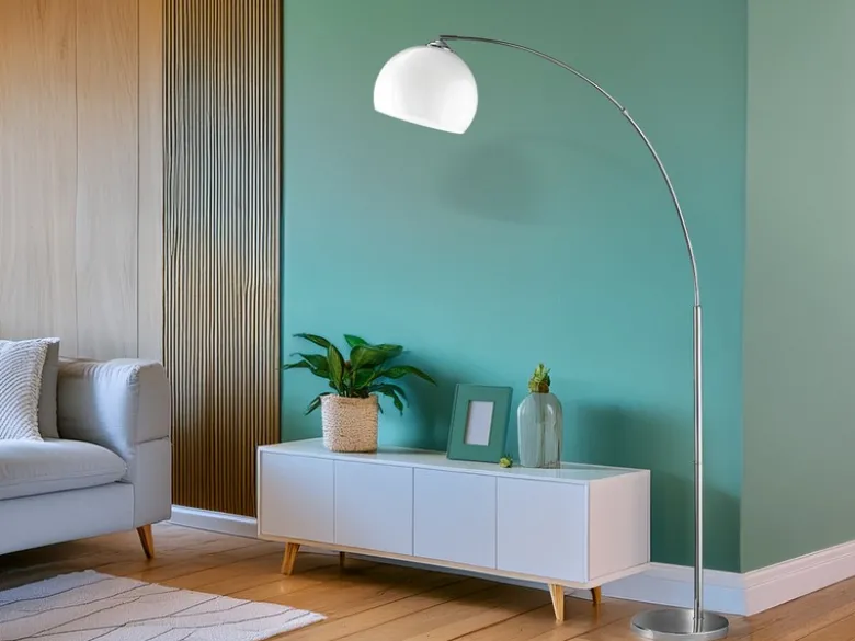 LED Bogenleuchte mit großer Ausladung, Kopf schwenkbar - 180cm hoch
