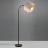 LED Bogenleuchte mit Samt Lampenschirm Beige Gold, Höhe 156cm