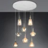 LED Cluster Pendelleuchte 8-flammig Glas Bernstein & Chrom verspiegelt, Ø 72cm