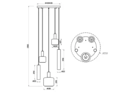 LED Cluster Pendelleuchte 5-flammig aus Metall mit Glasschirmen Chrom, Ø 40cm