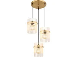 LED Cluster Pendelleuchte 3-flammig transparenten Echtglas Stäben, Ø 47cm