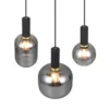 LED Cluster Pendelleuchte 3-flammig mit Glasschirmen Chrom bedampft, Ø 38cm