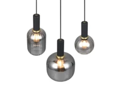LED Cluster Pendelleuchte 3-flammig mit Glasschirmen Chrom bedampft, Ø 38cm