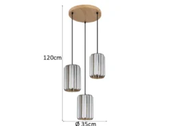 LED Cluster Pendelleuchte 3-flammig mit Rauchglas Kristall Ø 35cm