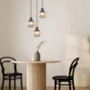 LED Cluster Pendelleuchte 3-flammig mit Glasschirmen Chrom bedampft, Ø 37cm