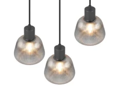 LED Cluster Pendelleuchte 3-flammig mit Glasschirmen Chrom bedampft, Ø 37cm