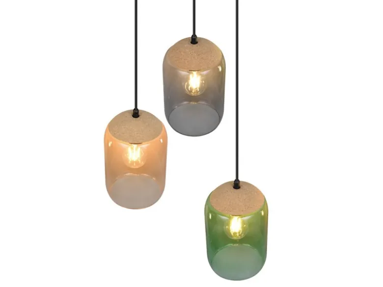 LED Cluster Pendelleuchte Lampenschirme bunt aus recyceltem Glas, Ø 30cm