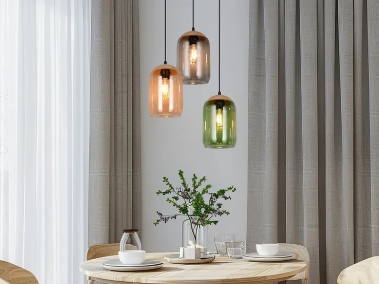 LED Cluster Pendelleuchte Lampenschirme bunt aus recyceltem Glas, Ø 30cm